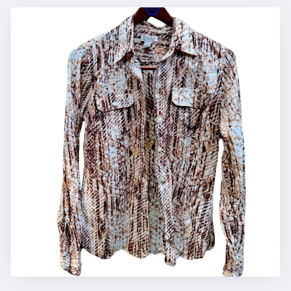 Lucky Brand snakeskin print fine cotton button down shirt